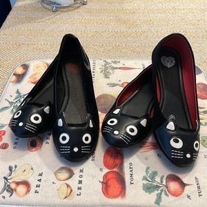 Two Pairs of Black T.U.K Kitty Flats in Suede and Velvet